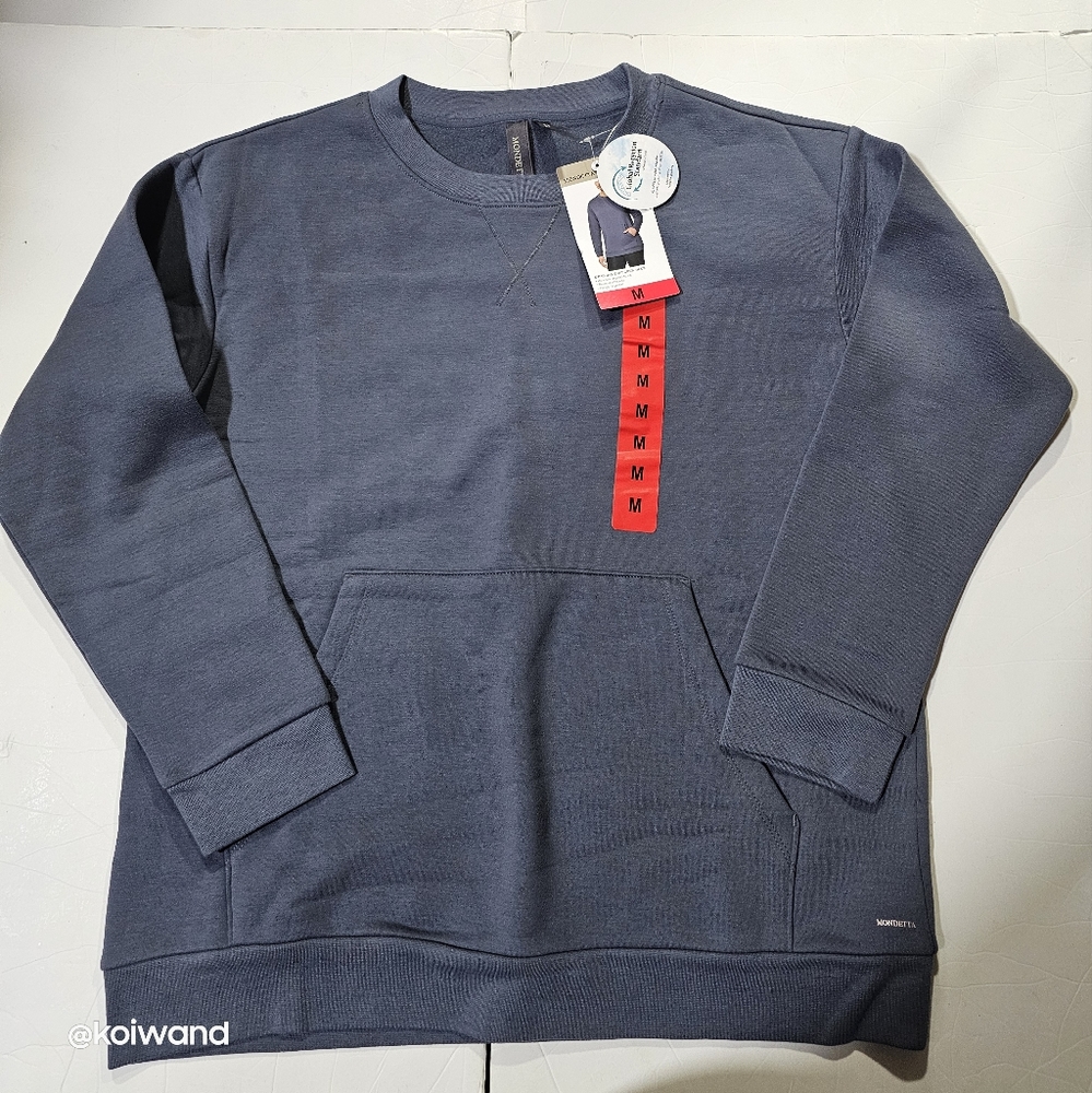 Mondetta Women's Blue Everyday Soft Crew Sweater Size M NWT